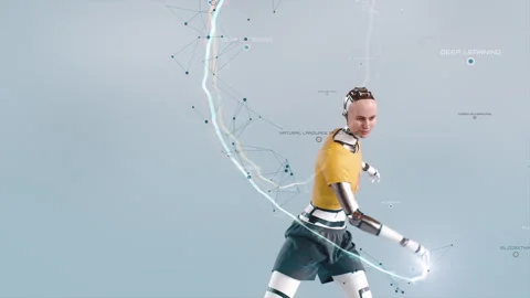 3D render with computer generated realistic AI female robot Stock Footage 247089593