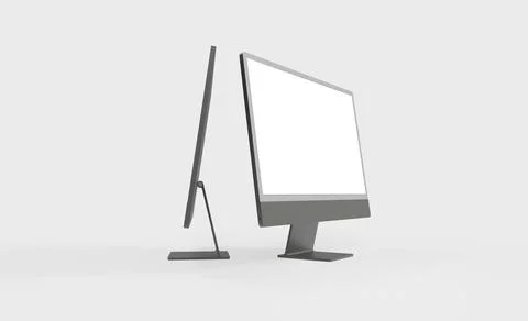 3D render of Computer Monitors isolated on a white background Illustrazione stock
