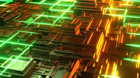 3d Render Computer processor chip on a circuit board with microchips. AI. Cir 스톡 일러스트