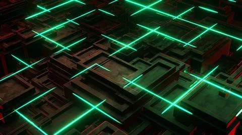 3d Render Computer processor chip on a circuit board with microchips. AI. Cir Illustrazione stock