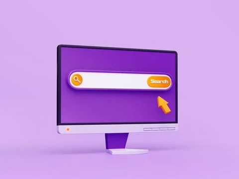 3d render computer search bar, pointer on desktop イラスト素材