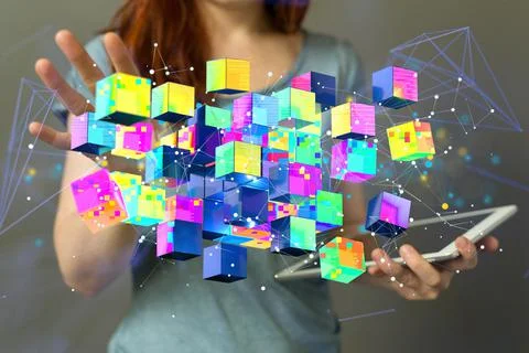 3D render of Computing Technology, Internet Storage and Network Concept Foto stock