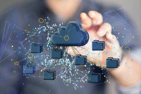 3D render of Computing Technology, Internet Storage and Network Concept Stock Photos