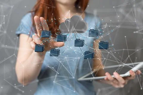 3D render of Computing Technology, Internet Storage and Network Concept 写真素材