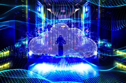 3D render concept of information technology, cloud loading on the background of Stock Illustration