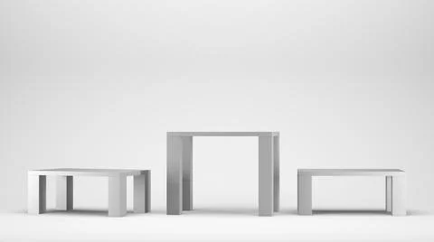 3d render concept of modern table or stands on a white background Stock Illustration