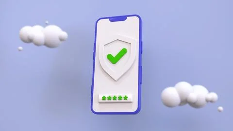 3d render concept of personal data, cyber security. On the screen of the 3D p Stock Illustration