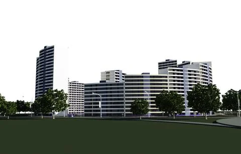 3D render of concept of residential complex Stock Illustration