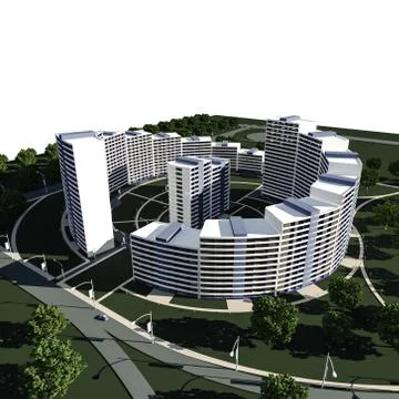 3D render of concept of residential complex Stock Illustration