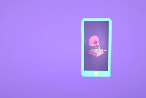 3d render. Concept. Smartphone as a music player Stock Illustration