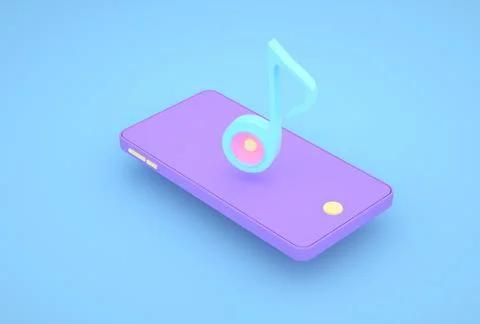 3d render. Concept. Smartphone as a music player Stock Illustration