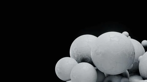 3d render, concrete floating shapes with space for text Illustrazione stock