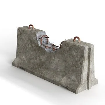 3D render of a concrete stone wall barricade on the white background Stock Illustration