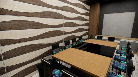 3D render of a conference room with a table and chairs Stock Illustration