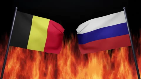3D render of the confrontation between the countries of Russia and Belgium Stock Footage 172367368
