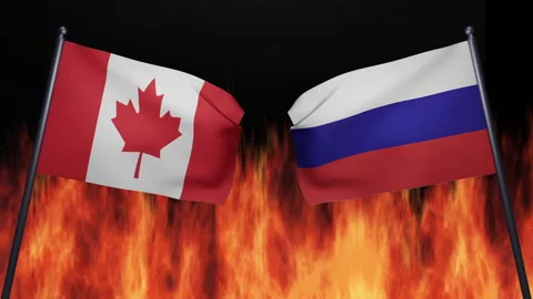 3D render of the confrontation between the countries of Russia and Canada Stock Footage 172367541