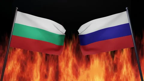 3D render of the confrontation between the countries of Russia and Bulgaria Stock Footage 172367545