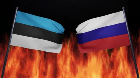 3D render of the confrontation between the countries of Russia and Estonia Stock Footage 172367556