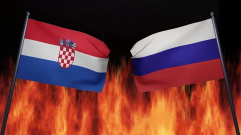 3D render of the confrontation between the countries of Russia and Croatia Stock Footage 172367558