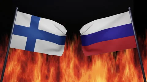 3D render of the confrontation between the countries of Russia and Finland Stock Footage 172367796