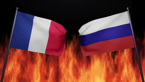 3D render of the confrontation between the countries of Russia and France Stock Footage 172367809
