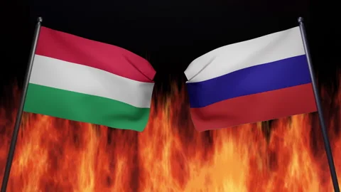 3D render of the confrontation between the countries of Russia and Hungary Stock Footage 172368050