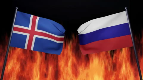 3D render of the confrontation between the countries of Russia and Iceland Stock Footage 172368062
