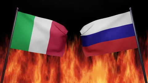 3D render of the confrontation between the countries of Russia and Italy Stock Footage 172368064