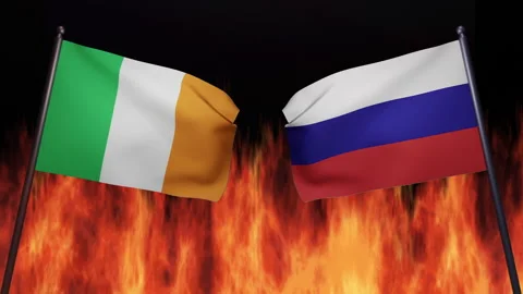 3D render of the confrontation between the countries of Russia and Ireland Stock Footage 172368073