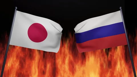 3D render of the confrontation between the countries of Russia and Japan Stock Footage 172368076
