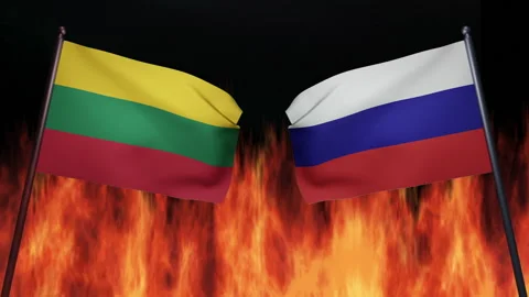 3D render of confrontation between the countries of Russia and Lithuania Stock Footage 172368474