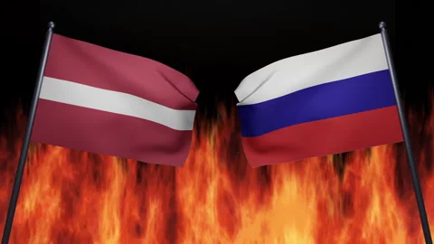 3D render of the confrontation between the countries of Russia and Latvia Stock Footage 172368483