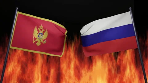 3D render of confrontation between the countries of Russia and Montenegro Stock Footage 172368488