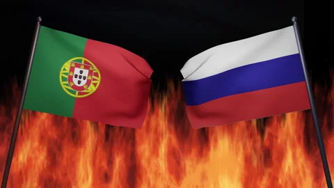 3D render of the confrontation between the countries of Russia and Portugal Stock Footage 172368636