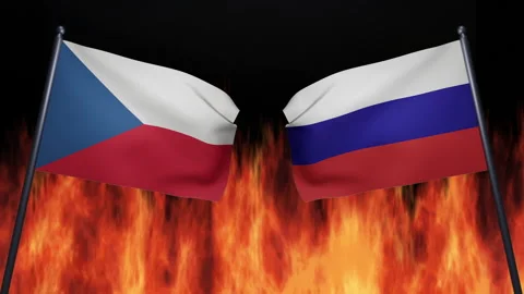 3D render of the confrontation between the countries of Russia and the Czech Stock Footage 172474033