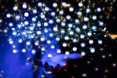 3D render of connected data networks Stock Photos