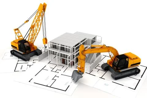 3d render of construction concept, on white Stock Illustration