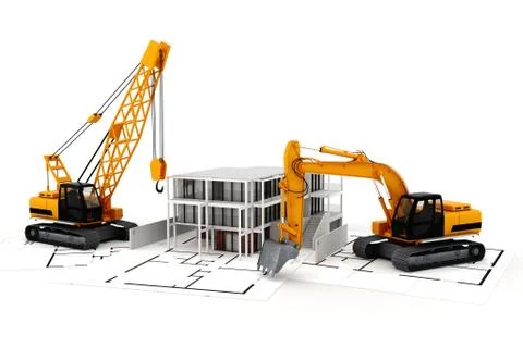 3d render of construction concept, on white Stock-Illustration
