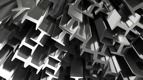 3D render of construction metal beams Illustrazione stock