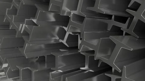 3D render of construction metal beams 스톡 일러스트