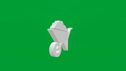 3D render of construction wheelbarrow icon on chroma key green screen background Stock Footage 335459545