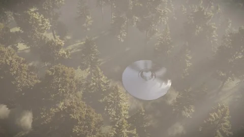 3d-render. Contact with UFO in the forest Stock Footage 249818634