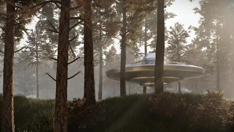 3d-render. Contact with UFO in the forest Stock Footage 249818659