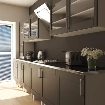 3D render of a contemporary kitchen interior Ilustração Stock