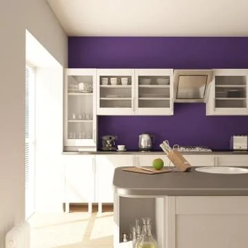 3D render of a contemporary kitchen interior Stock-Illustration