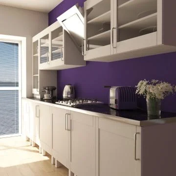 3D render of a contemporary kitchen interior Stock Illustration