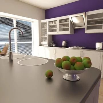 3D render of a contemporary kitchen interior Stock Illustration