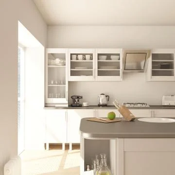 3D render of a contemporary kitchen interior Illustrazione stock