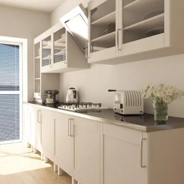 3D render of a contemporary kitchen interior Illustrazione stock