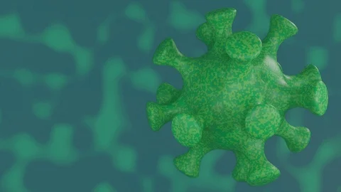 3D render: Corona virus - viruses of the Corona family slow motion pan to left. Stock Footage 123651588